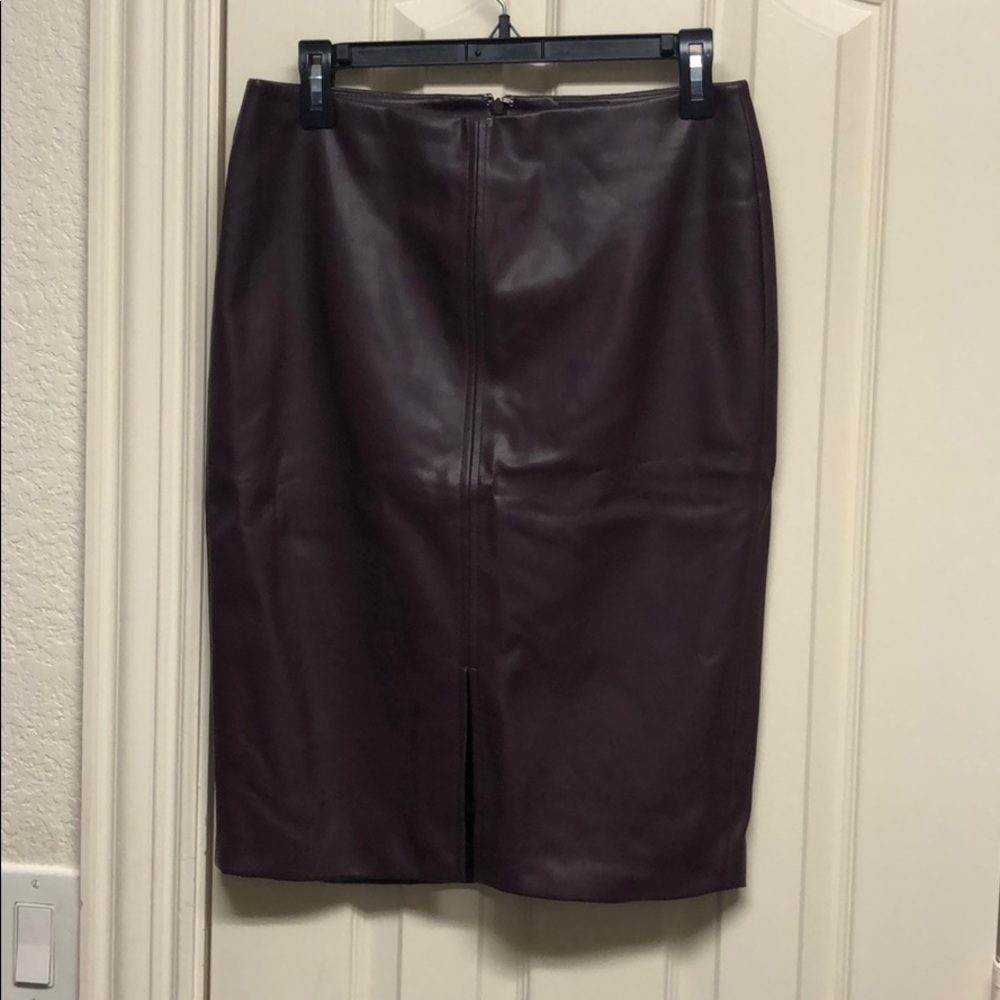 Deep wine color faux leather Aline skirt